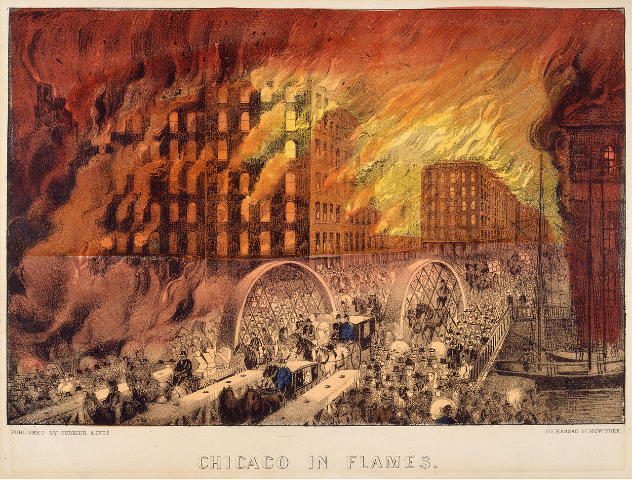 Chicago in Flames by Currier Ives 1871