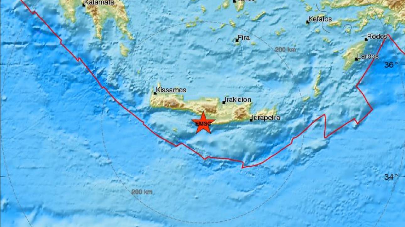 Σεισμός 4,1 Ρίχτερ νότια της Κρήτης