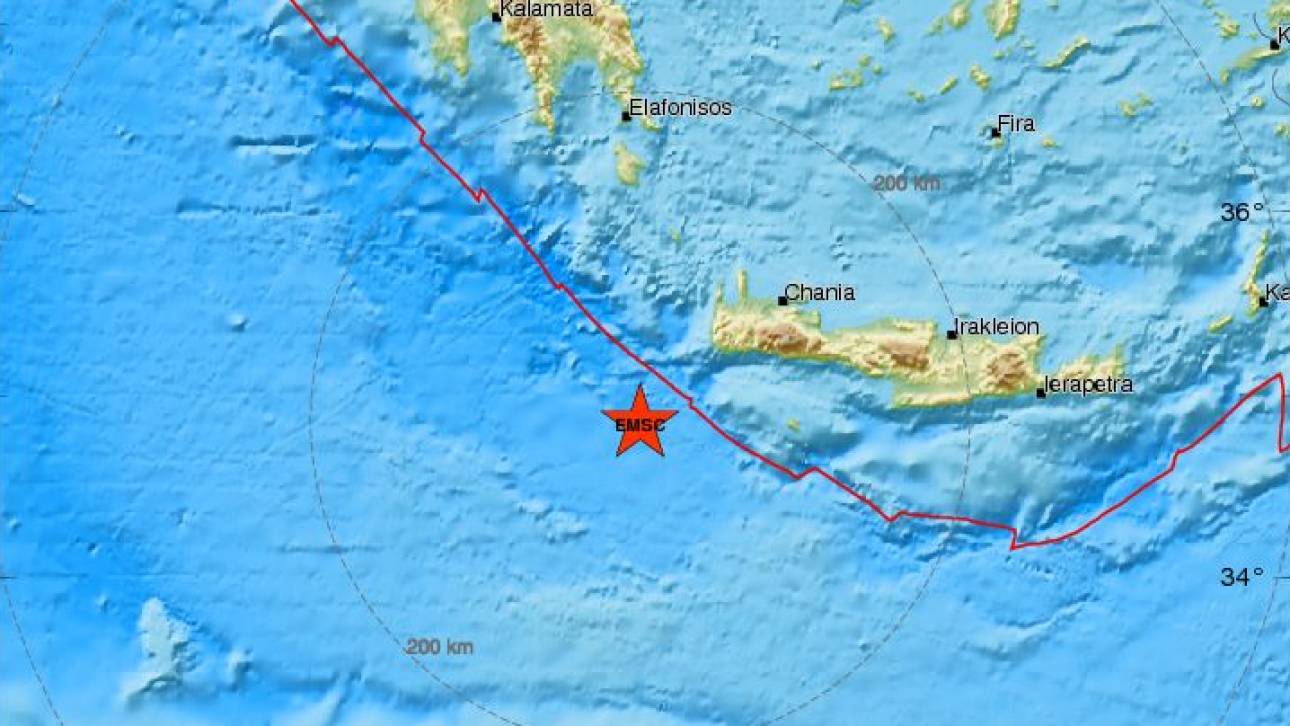Σεισμός 4,4 Ρίχτερ νοτιοδυτικά της Κρήτης