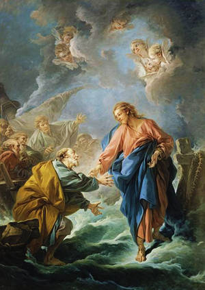 Βαδίζοντας στο νερό («Saint Pierre tentant de marcher sur les eaux», François Boucher, 1766 / Cathédrale Saint-Louis Βερσαλλίες)
