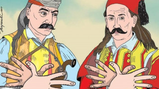 Πρόκληση: Σκίτσο Κολοκοτρώνη και Μπότσαρη να σχηματίζουν τον αλβανικό αετό