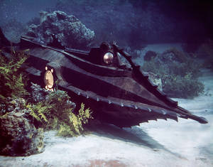 1954. Ο Ναυτίλος του Κάπτεν Νέμο που σχεδιάστηκε από τον Ηarper Goff για την ταινία των στούντιο “20.000 λεύγες κάτω από τη θάλασσα”.