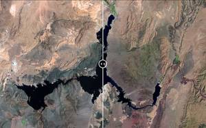 Η λίμνη Μιντ των Ηνωμένων Πολιτειών εξαφανίζεται με το πέρασμα του καιρού (15 Μαΐου 1984 και 23 Μαΐου 2016)