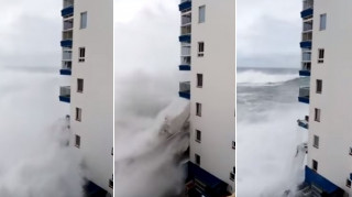 Τεράστια κύματα «σφυροκόπησαν» ξενοδοχείο της Ισπανίας - Έφτασαν μέχρι τον τρίτο όροφο