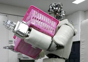 Ένα ανθρωποειδές ρομπότ δημιουργήθηκε από το πανεπιστήμιο του Τόκιο και το ιαπωνικό ερευνητικό κέντρο επιστήμης και τεχνολογίας. Στην εικόνα, το ρομπότ σηκώνει ένα καλάθι γεμάτο με κοραλλιογενή άμμο που ζυγίζει περίπου 30 κιλά, για τις ανάγκες  μιας διαδή
