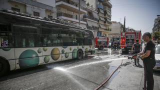 Λεωφορείο έπιασε φωτιά εν κινήσει στη Λεωφόρο Μεσογείων