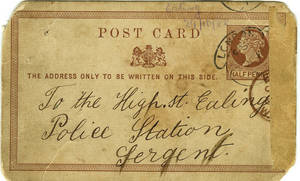 Καρτ-ποστάλ με την υπογραφή του Τζακ του Αντεροβγάλτη