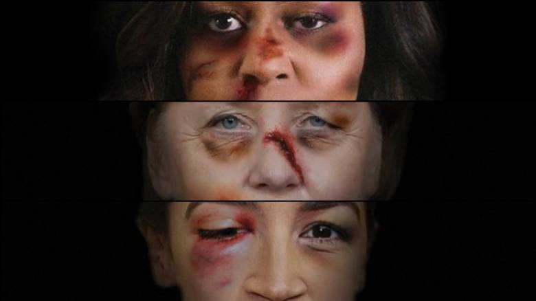 Πρησμένα πρόσωπα και μώλωπες: Πορτρέτα ισχυρών γυναίκων γίνονται «γροθιά» ενάντια στη βία