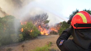 Μεγάλη φωτιά κοντά στον οικισμό Δροσοπηγή στη Μάνη 