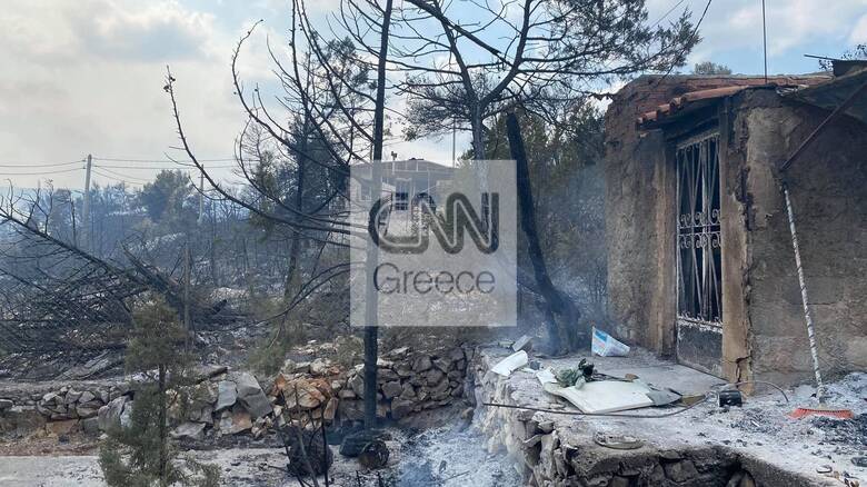 Φωτιά στα Βίλια: Καμένα σπίτια στο Καραούλι - Η μαρτυρία κατοίκου της περιοχής