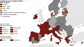 Κορωνοϊός: Στο «βαθύ κόκκινο» η Ελλάδα στον χάρτη του ECDC