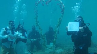 Αντάλλαξαν όρκους αγάπης στο... βυθό: Στην Αλόννησο ο πρώτος υποβρύχιος γάμος