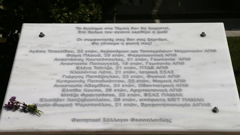 Μνημείο για τα θύματα του σιδηροδρομικού δυστυχήματος στα Τέμπη στο ΑΠΘ