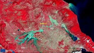 Νέα δορυφορική εικόνα από τις πλημμυρισμένες εκτάσεις στη Λάρισα