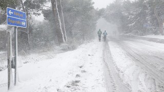 Kακοκαιρία: Έπεσαν τα πρώτα χιόνια στην Πάρνηθα - Πού διεκόπη η κυκλοφορία